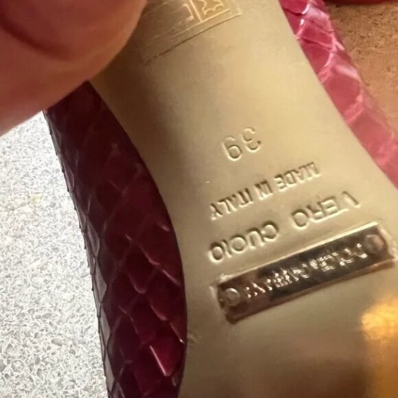 Dolce & Gabbana Burgundy Red Leather Animal/Snakeskin Leather Heels - Picture 9 of 10